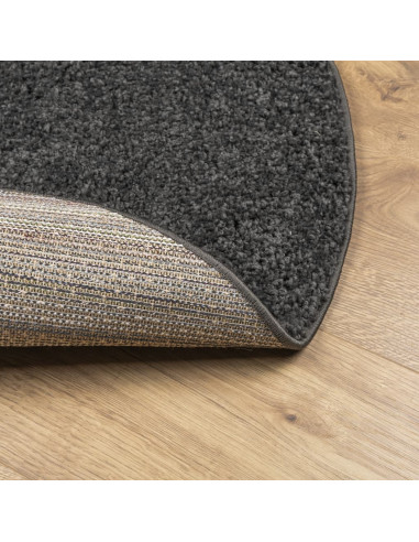 Tappeto Shaggy a Pelo Lungo Moderno Antracite Ø 80 cm