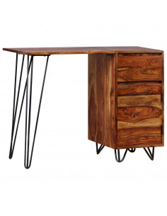 Scrivania con 1 Cassetto 1 Armadietto Legno Massello Sheesham