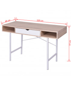 Scrivania con 1 Cassetto Rovere e Bianco 2