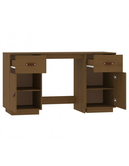 Scrivania con Armadietti Miele 135x50x75cm Legno Massello Pino