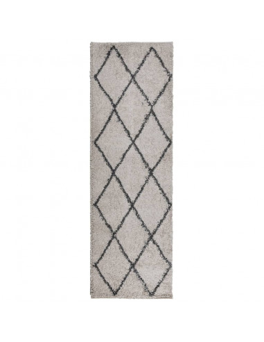 Tappeto Shaggy PAMPLONA a Pelo Lungo Beige e Antracite 80x250cm