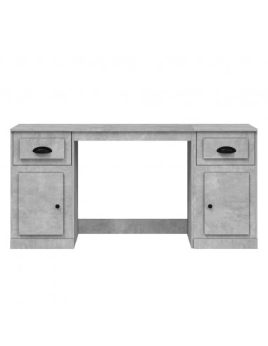 Scrivania con Armadietto Grigio Cemento in Legno Multistrato