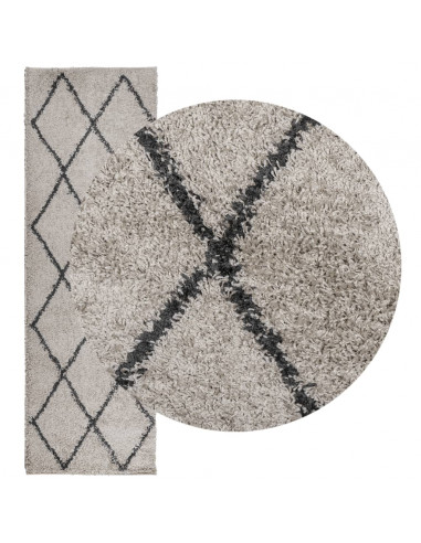 Tappeto Shaggy a Pelo Lungo Moderno Beige e Antracite 80x250 cm