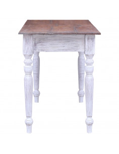 Scrivania con Cassetti Bianca 117x57x75 cm Massello di Mogano