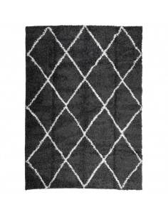 Tappeto Shaggy a Pelo Lungo Moderno Nero e Crema 200x280 cm