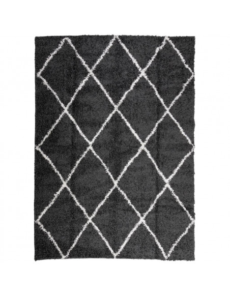 Tappeto Shaggy a Pelo Lungo Moderno Nero e Crema 200x280 cm