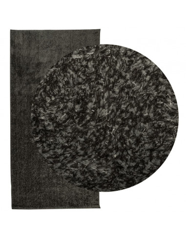 Tappeto a Pelo Lucido Lungo ISTAN Effetto Antracite 100x200 cm