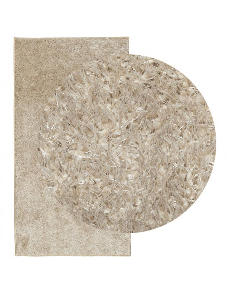 Tappeto a Pelo Lucido Lungo ISTAN Effetto Beige 100x200 cm