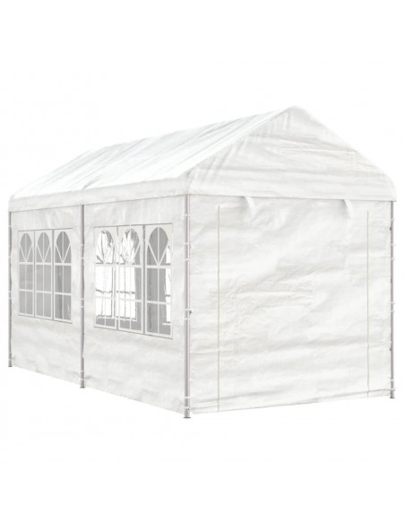 Gazebo con Tetto Bianco 4,46x2,28x2,69 m in Polietilene