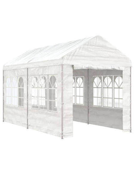 Gazebo con Tetto Bianco 4,46x2,28x2,69 m in Polietilene