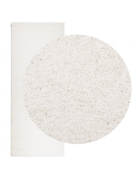 Tappeto Shaggy a Pelo Lungo Moderno Crema 80x200 cm