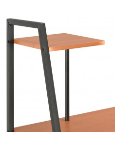 Scrivania con Mensole Nera e Marrone 102x50x117 cm 2