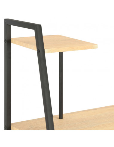 Scrivania con Mensole Nera e Rovere 102x50x117 cm