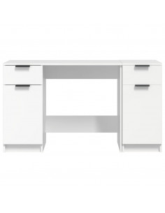 Scrivania con Mobile Laterale Bianco in Legno Multistrato 2