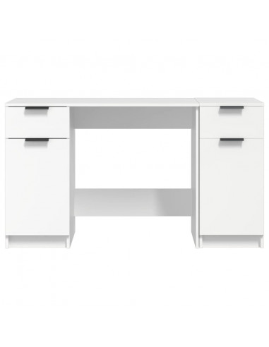Scrivania con Mobile Laterale Bianco in Legno Multistrato