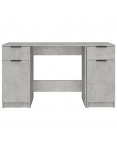 Scrivania con Mobile Laterale Grigio Cemento Legno Multistrato
