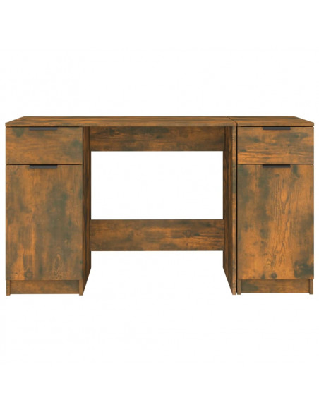 Scrivania con Mobile Laterale Rovere Fumo in Legno Multistrato