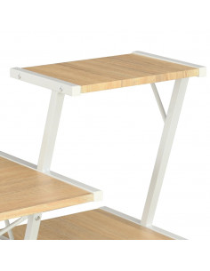 Scrivania con Ripiano Bianca e Rovere 116x50x93 cm