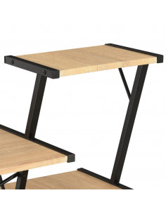 Scrivania con Ripiano Nera e Rovere 116x50x93 cm 2