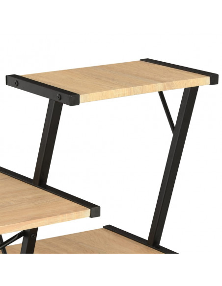 Scrivania con Ripiano Nera e Rovere 116x50x93 cm