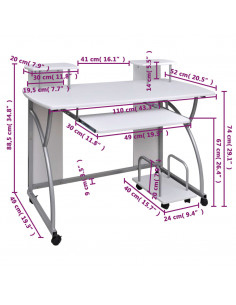 Scrivania da Computer Bianca 110x52x88,5 cm Legno Multistrato 2
