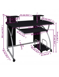 Scrivania da Computer Nera 110x52x88,5 cm in Legno Multistrato 2