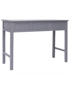 Scrivania Grigia 108x45x76 cm in Legno Massello di Paulownia