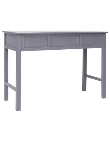 Scrivania Grigia 108x45x76 cm in Legno Massello di Paulownia