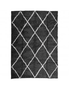 Tappeto Shaggy a Pelo Lungo Moderno Nero e Crema 120x170 cm
