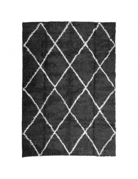 Tappeto Shaggy a Pelo Lungo Moderno Nero e Crema 120x170 cm