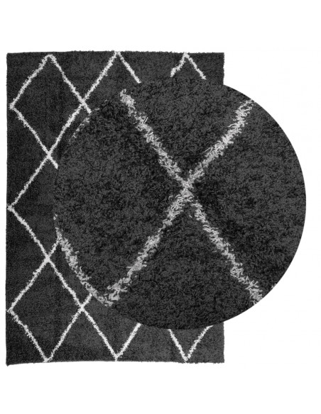 Tappeto Shaggy a Pelo Lungo Moderno Nero e Crema 120x170 cm