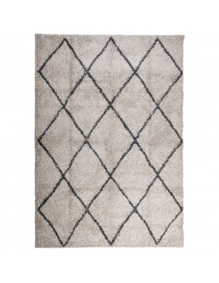Tappeto Shaggy a Pelo Lungo Moderno Beige e Antracite 140x200cm