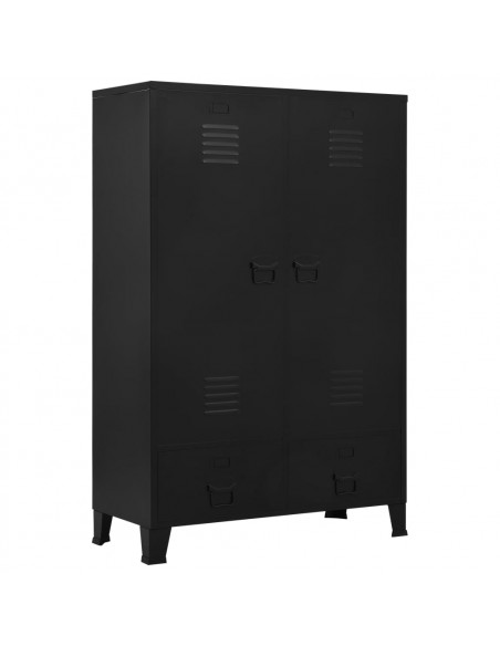 Armadio Industriale Nero 90x40x140 cm in Acciaio