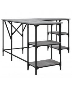 Scrivania Grigio Sonoma 139x139x75 cm in Legno Multistrato