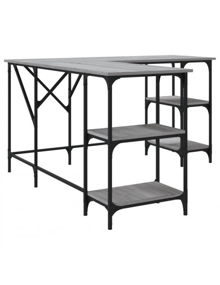 Scrivania Grigio Sonoma 139x139x75 cm in Legno Multistrato