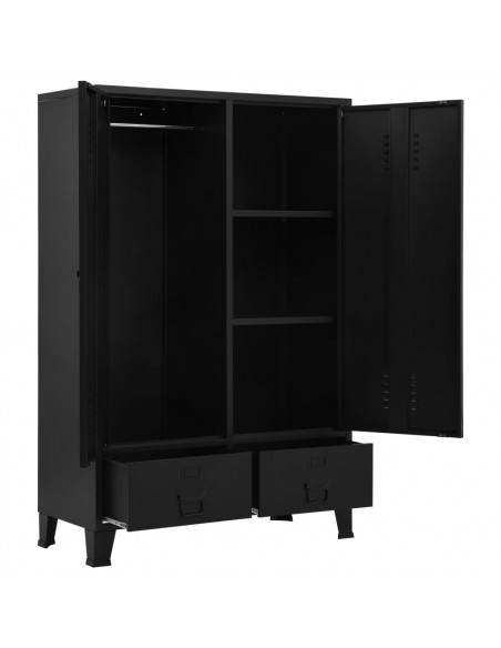 Armadio Industriale Nero 90x40x140 cm in Acciaio