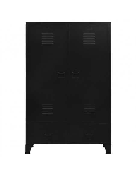 Armadio Industriale Nero 90x40x140 cm in Acciaio