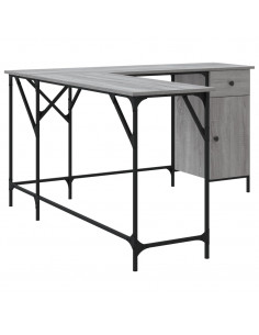 Scrivania Grigio Sonoma 141x141x75 cm in Legno Multistrato