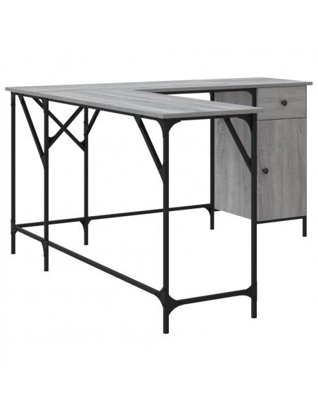 Scrivania Grigio Sonoma 141x141x75 cm in Legno Multistrato