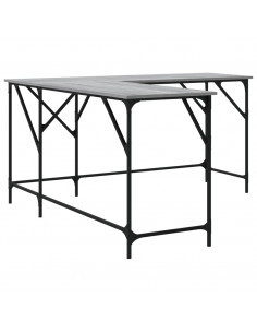 Scrivania Grigio Sonoma 149x149x75 cm in Legno Multistrato