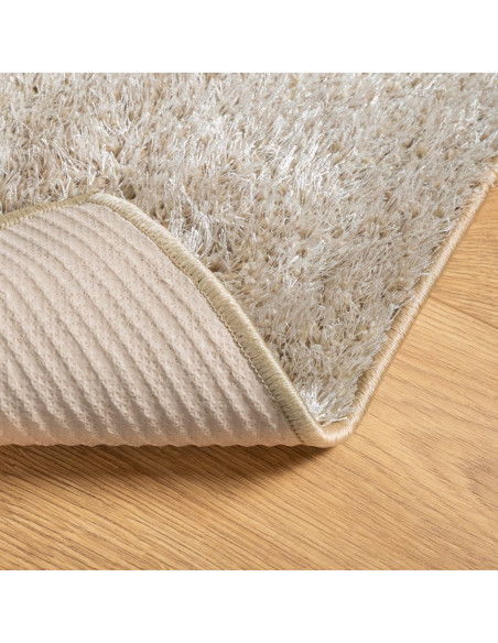 Tappeto a Pelo Lucido Lungo ISTAN Effetto Beige 80x150 cm