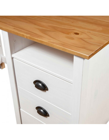 Scrivania Hill con 3 Cassetti 120x50x74 cm Massello di Pino