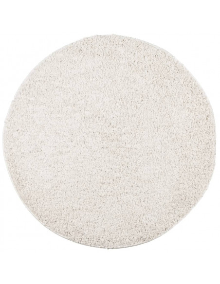 Tappeto Shaggy a Pelo Lungo Moderno Crema Ø 100 cm