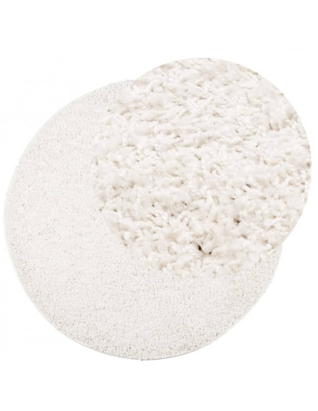 Tappeto Shaggy a Pelo Lungo Moderno Crema Ø 100 cm