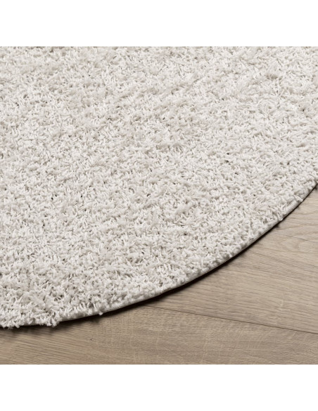 Tappeto Shaggy a Pelo Lungo Moderno Crema Ø 100 cm