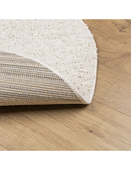 Tappeto Shaggy a Pelo Lungo Moderno Crema Ø 100 cm
