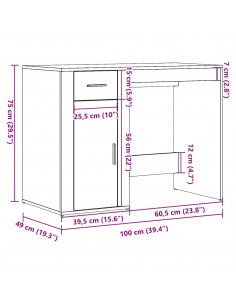 Scrivania Legno Antico 100x49x75 cm in Legno Multistrato 2