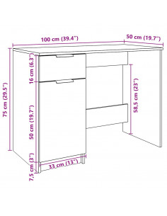 Scrivania Legno Antico 100x50x75 cm in Truciolato 2