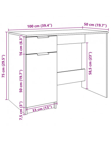 Scrivania Legno Antico 100x50x75 cm in Truciolato