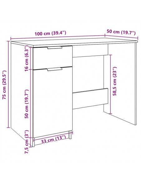 Scrivania Legno Antico 100x50x75 cm in Truciolato